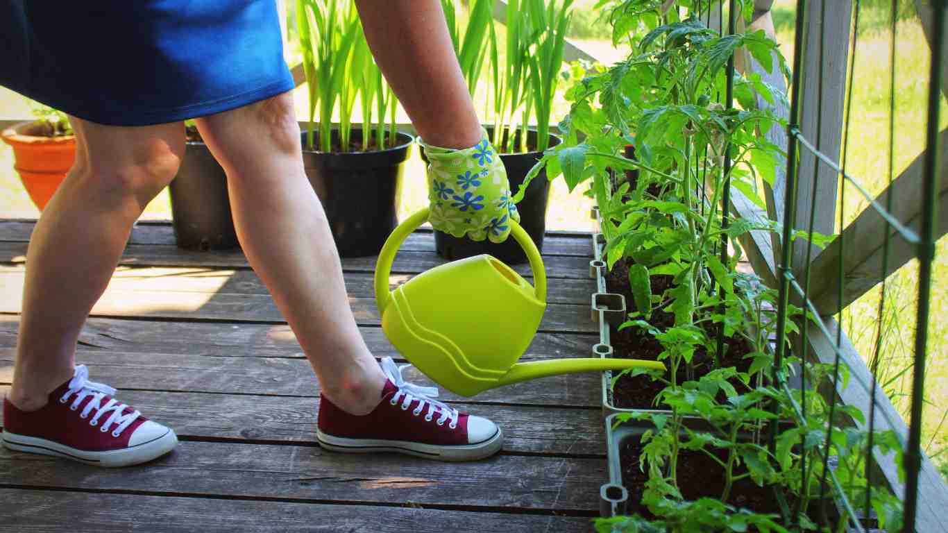 vegetables growing in containers